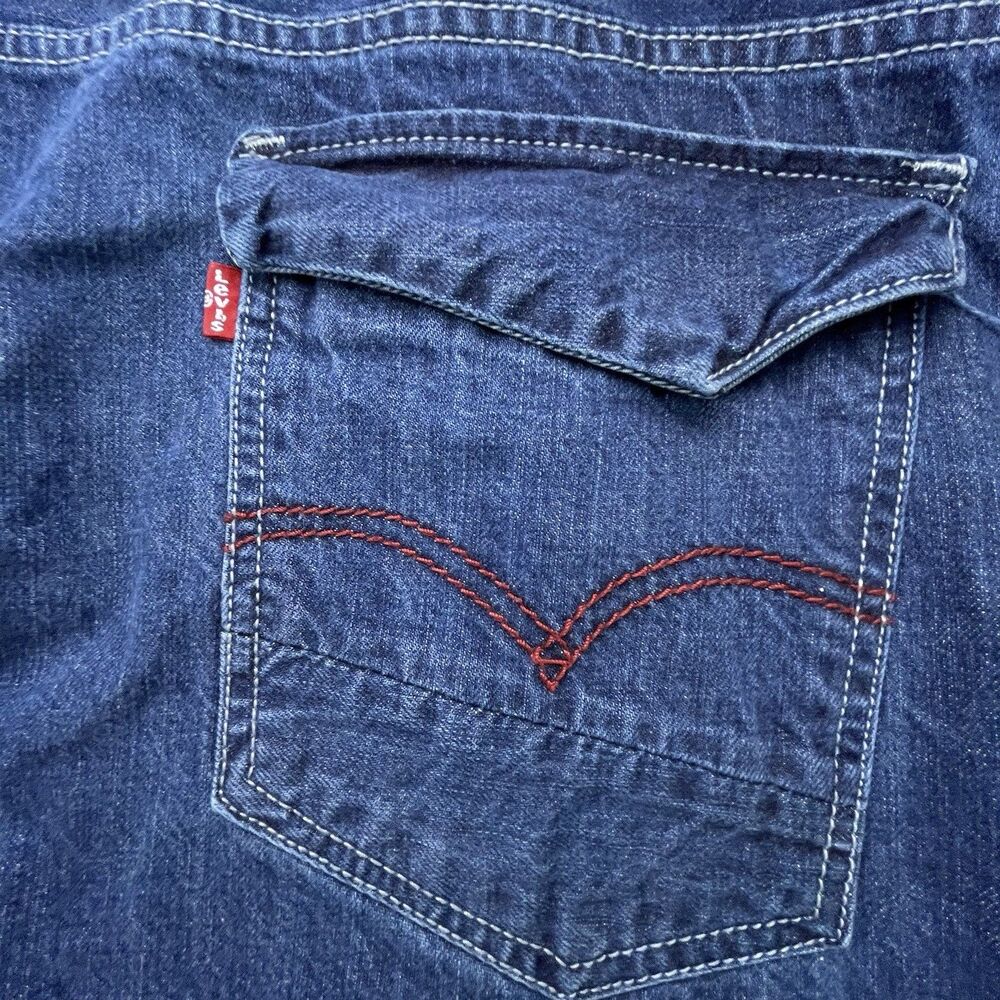 Levis 569 Jeans Mens 44x31 Blue Denim Baggy Loose Fit Y2K Flap Pockets